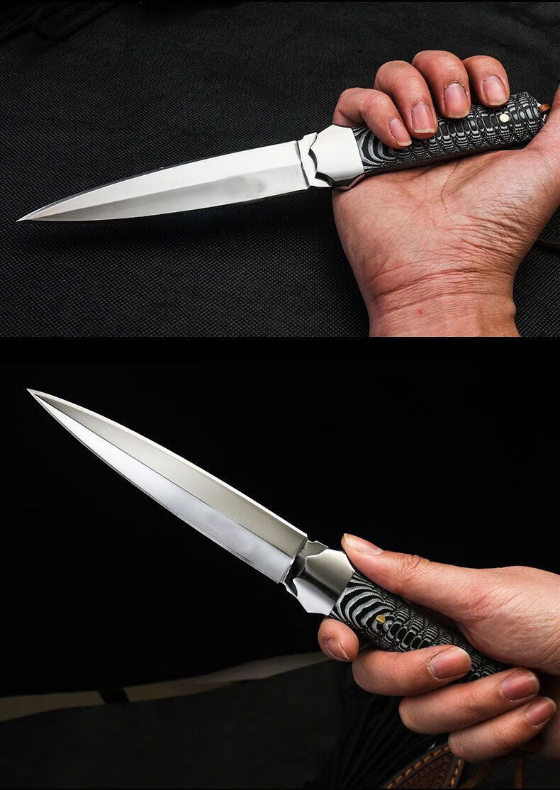 大马士革钢刀龙骨一体刀匕手瑞士军刀荒野求生便携小直防身户外短刀