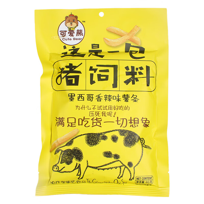 猪饲料薯条可爱熊46g40袋装墨西哥香辣味薯条薯片办公室小吃童年零食