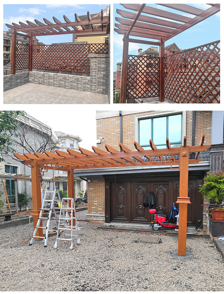 葡萄架防腐木庭院雨棚 铝合金葡萄架户外庭院设计别墅阳台遮雨棚花园