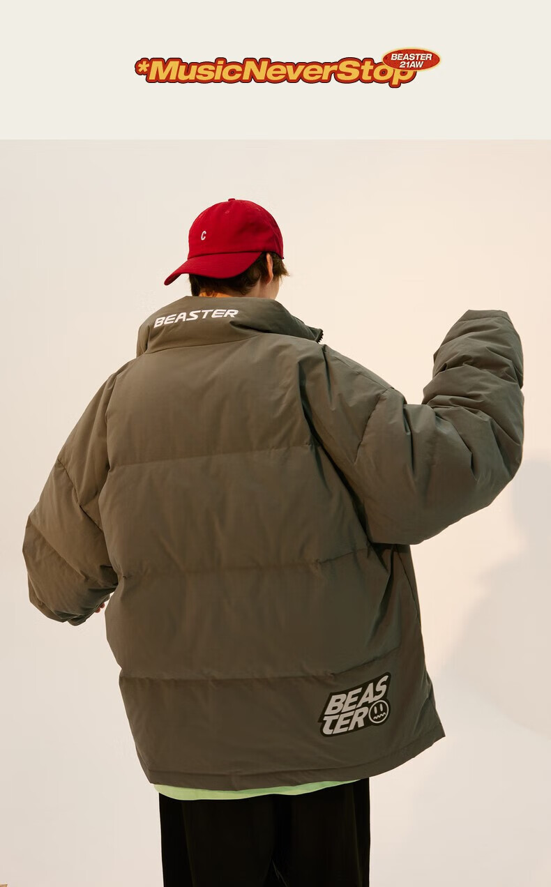 beaster反光羽绒服 beaster奥莱小恶魔鬼脸简约刺绣潮牌时尚街头潮流
