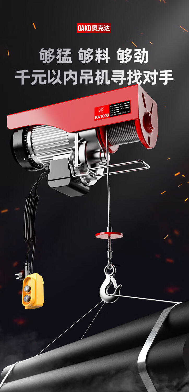 【纯铜电机】微型电动葫芦220v家用电动吊机建筑提升机升降起重机 pa