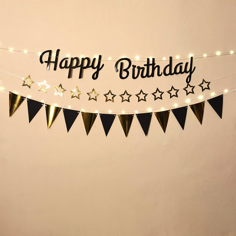 生日快乐拉旗 生日快乐彩旗happy birthday字母拉旗背景墙装饰场景