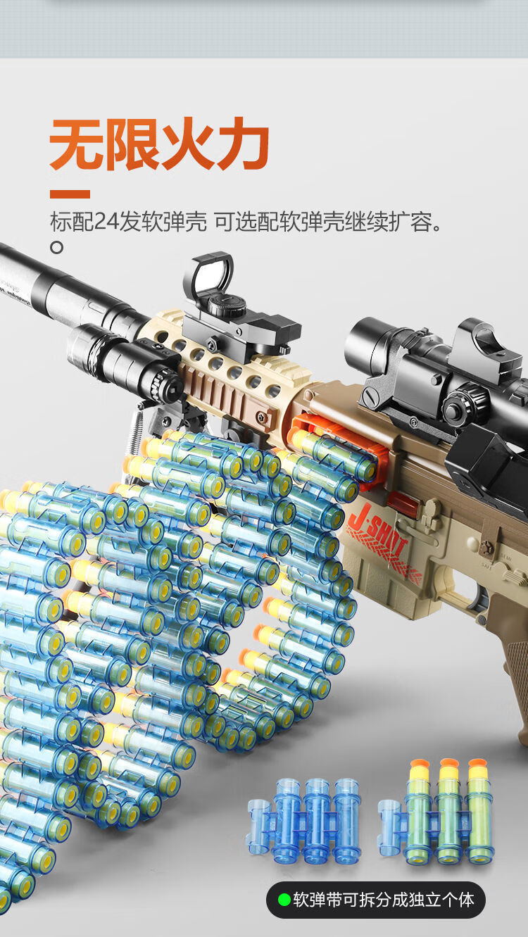 m416电动连发软弹枪玩具枪男孩机关枪加特林吃鸡枪67岁8迷彩44软弹24