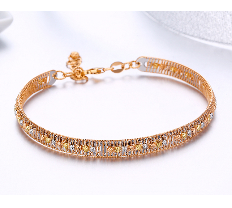 洛河新品意大利彩金手镯送礼18k金手环手饰时尚大方女七夕情人节礼物