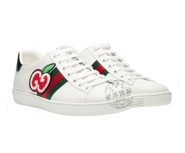 gucci古驰女鞋ace系列牛皮饰gg苹果休闲运动鞋611377 ope0 9064 白色