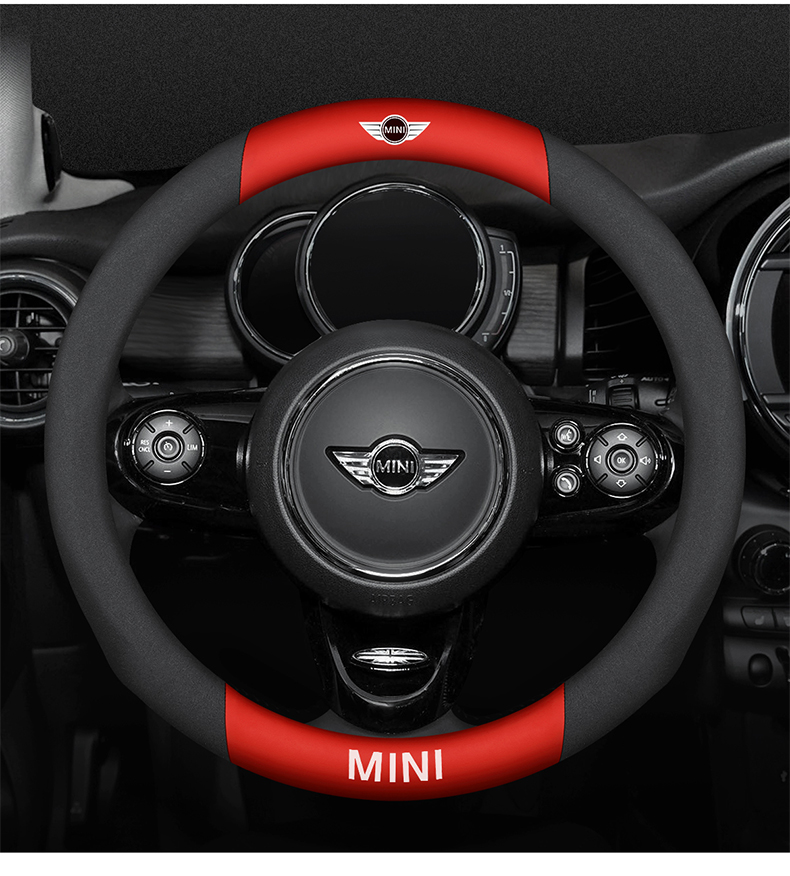 宝马mini迷你方向盘套cooper countrymanclubmanf60f56翻毛皮把套 3d