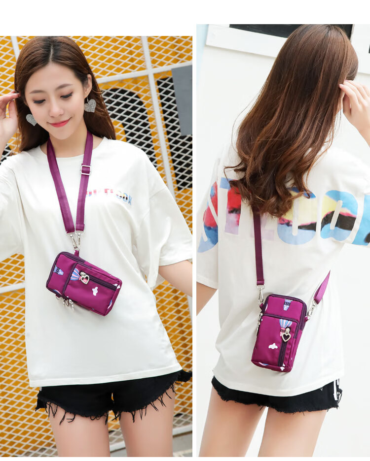 竖款装手机包女斜挎迷你小包包放手机袋子挂脖布袋便携散步零钱包 蓝