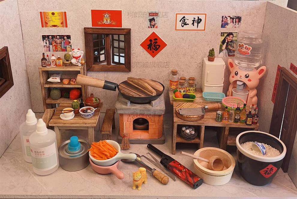 抖音迷你小厨房小小万迷你真煮厨房mini厨具套真实做饭微缩儿童过家家