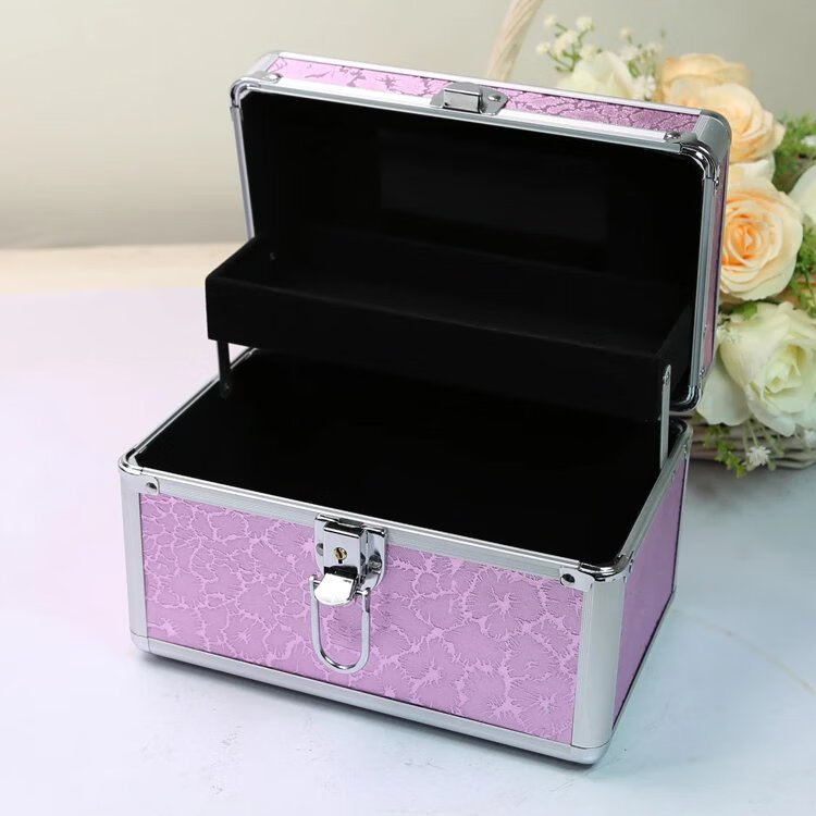 足浴技师工具箱 铝合金箱子收纳箱化妆箱美甲足疗桑拿工具箱 直角黑色