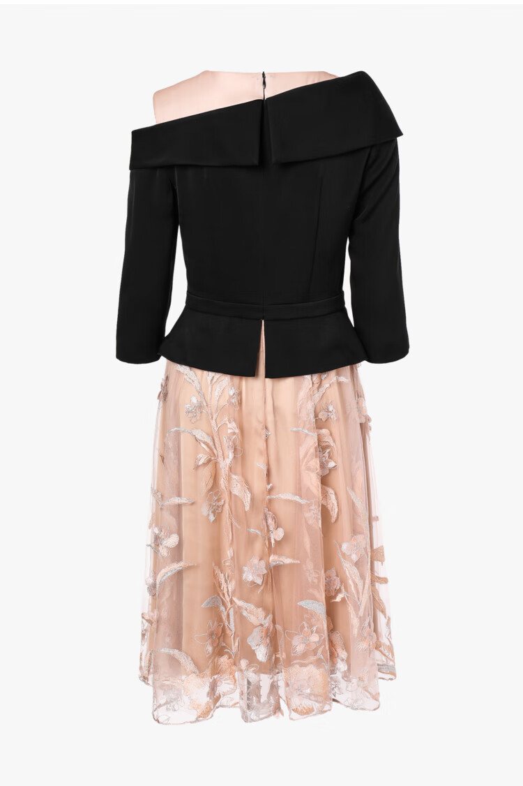 女装 连衣裙 obbligato obbligato奥丽嘉朵2021春新款假两件一字肩