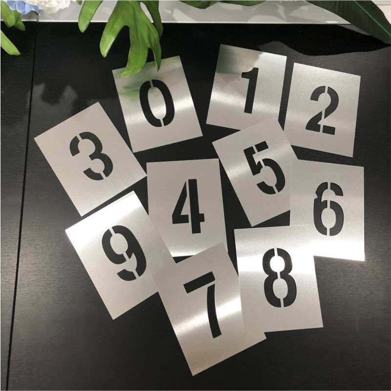 ouiopvc镂空数字模板喷漆字模镀锌铁板0-9a-z空心字 编号喷字模具定做