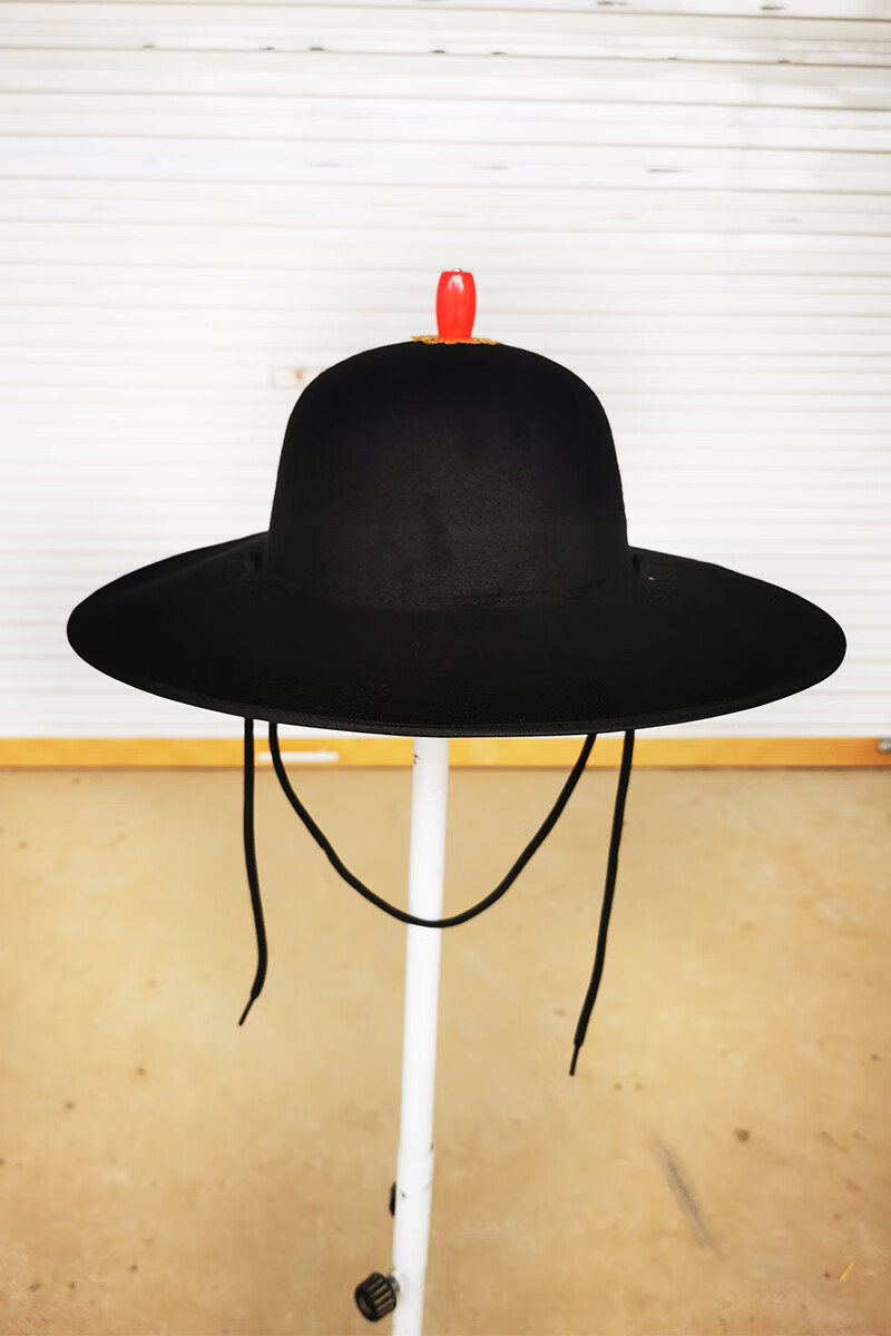 锦衣卫帽子古代黑色大圆帽明制汉服帽子男方顶黑红珠汉服大帽成人均码