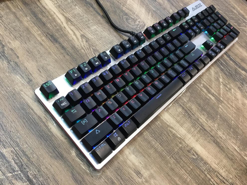 黑爵ak35i机械战警粉色白光青轴混光跑马灯游戏机械键盘 浅灰色 三星