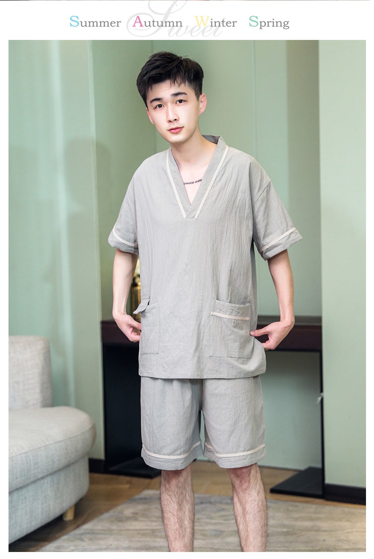 舒弗星2021新款汗蒸服男款纯棉桑拿服洗浴中心男士全棉加肥加大浴服深