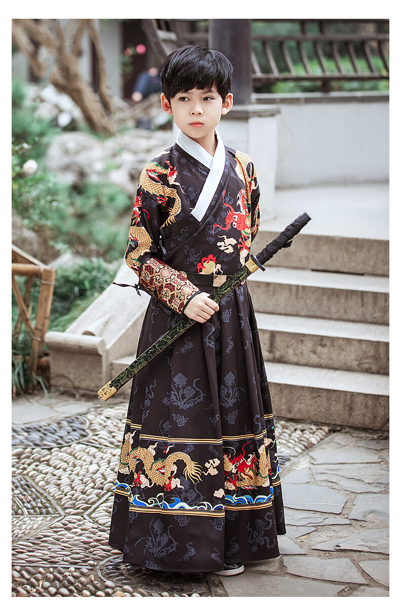 【橘沫新品】儿童汉服男童飞鱼服古风超仙男童古装锦衣卫小男孩中国风