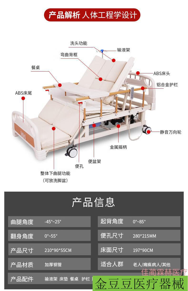 床智能床瘫痪病人老年人翻身康复床 版防滑手电一体(加宽)【图片 价格