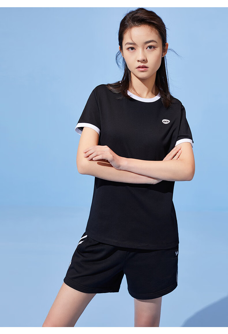 安踏女装运动套装2021春夏季透气跑步健身运动t恤短裤两件套女方旗舰