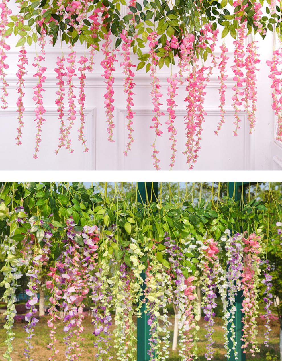 园艺仿真紫藤花豆花串紫罗兰塑料绢花装饰藤蔓植物吊顶花婚庆假花藤条