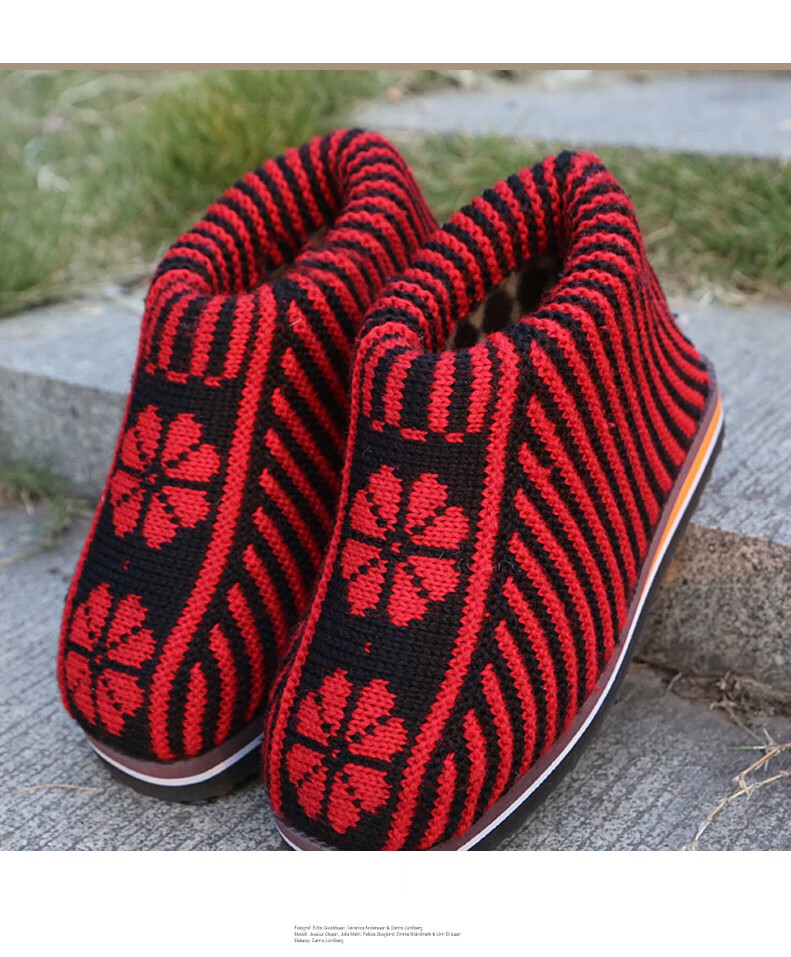 支持国货李宁带后跟棉拖鞋女手工棉鞋秋冬季成品男编织打毛线针织加