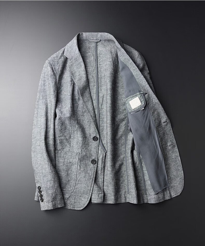 男亚麻西装男休闲商务单西上衣秋季轻薄修身韩版潮流棉麻小西服外套