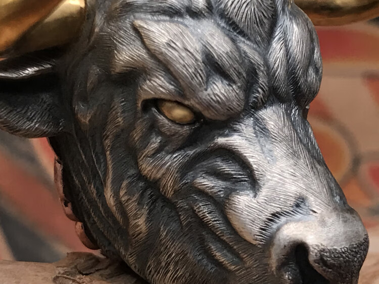 法雀手工原创设计定制银饰牛气冲天公牛牛头925银男士吊坠项链挂件