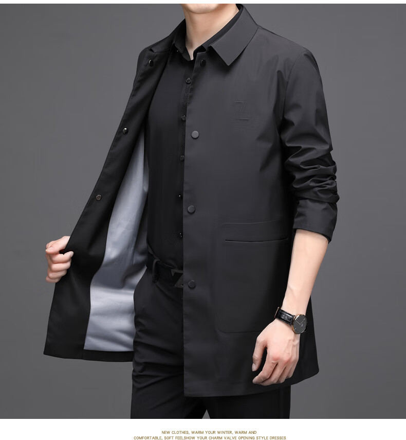 lpf 都市通勤装男士修身短夹克春秋薄款暗扣工装青年夹克翻领防风外套