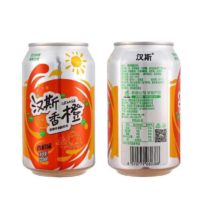 菠萝啤香橙330ml童年味道汉斯菠萝啤330ml24罐