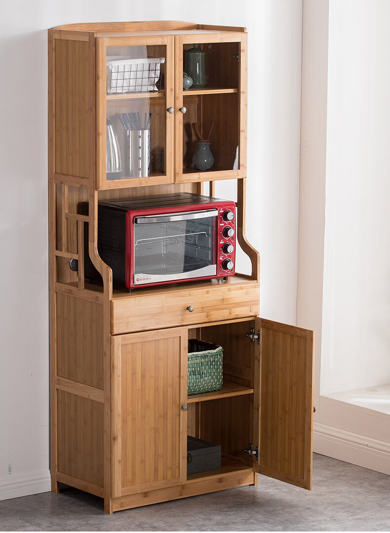 奕居碗柜家用厨房农村餐边柜一体靠墙高柜多层储物柜菜柜收纳柜老式竹