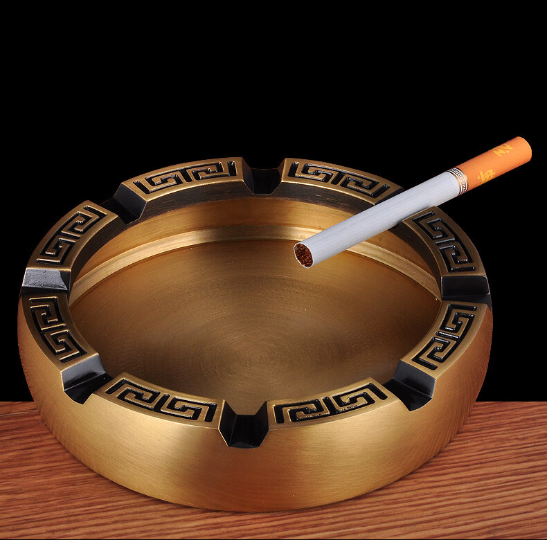 纯铜烟灰缸摆件家居客厅办公室摆设工艺品送长辈客户商务乔迁礼品cy