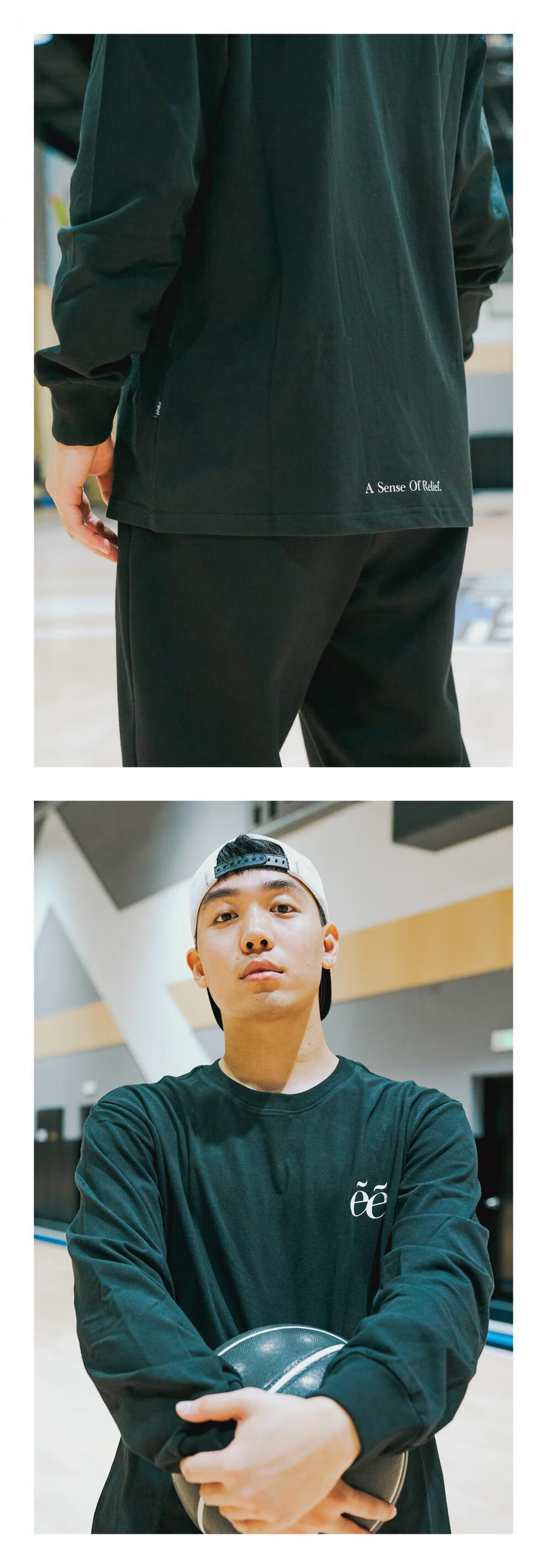 phew潮牌长袖t恤秋季情侣印花圆领上衣男女美式宽松潮流衣服 黑色 m