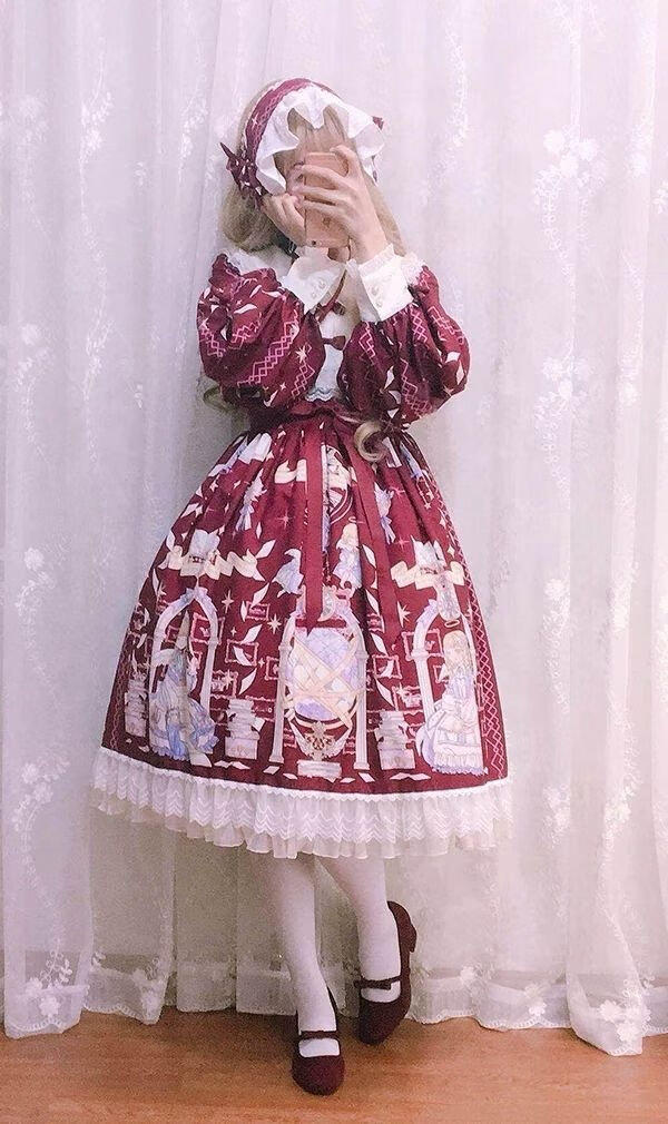 alice girllolita天使柄长袖连衣裙 粉 s