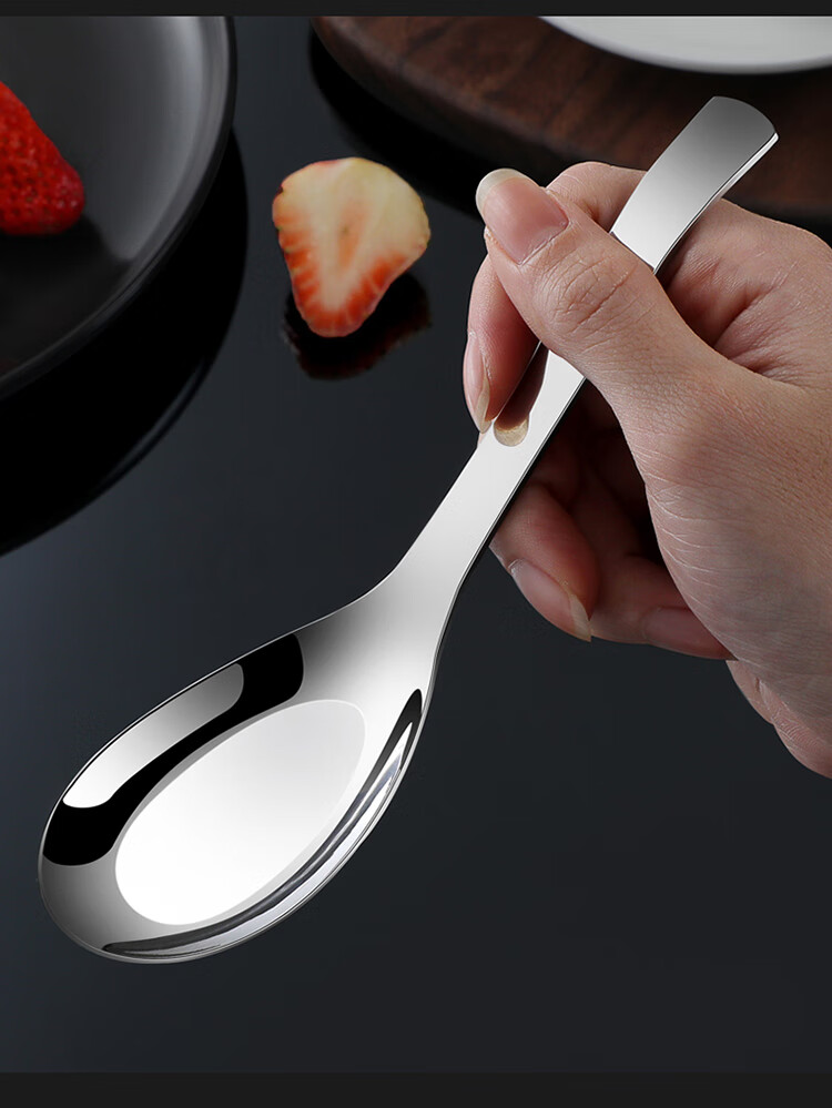 钢加厚汤匙儿童餐具小勺子汤勺长柄创意可爱圆勺吃饭加厚大号成人勺5