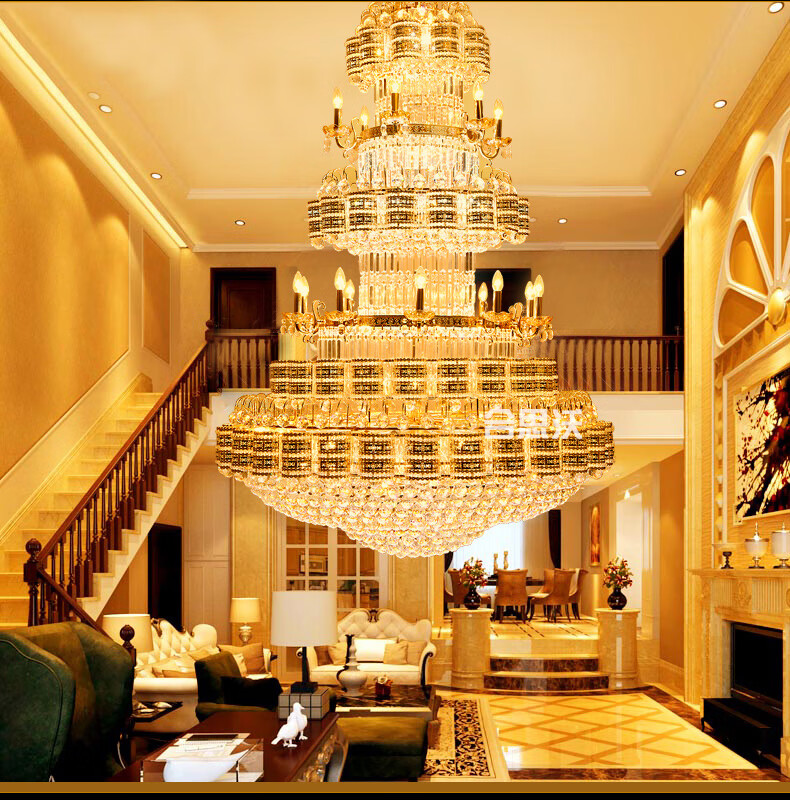 岩元 别墅豪华复式楼客厅水晶大吊灯大厅灯工程酒店长楼中楼灯 以上