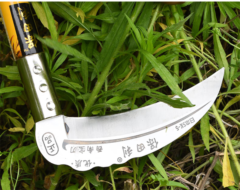 定制柴刀日本短柄镰刀日本sk钢大头短镰割草割玉米高粱水稻农用西南廉