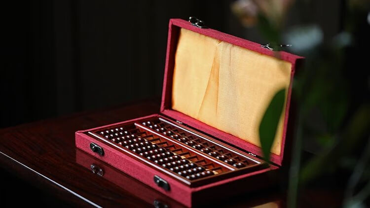 博皓定制红木海南花梨七珠算盘印度小叶紫檀木木质榫卯文玩工艺品摆件