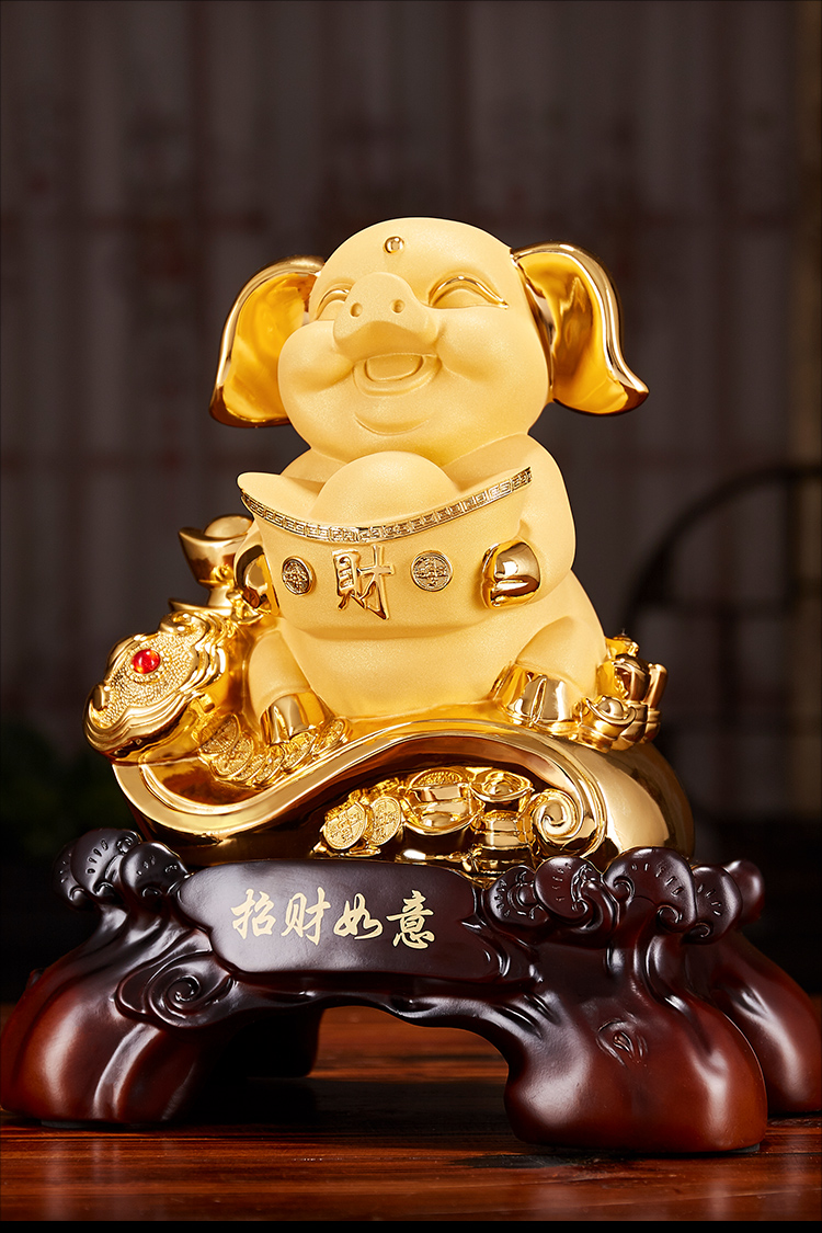 晨熙生肖猪摆件家居办公室酒柜装饰品搬迁工艺礼品送礼如意金猪新年