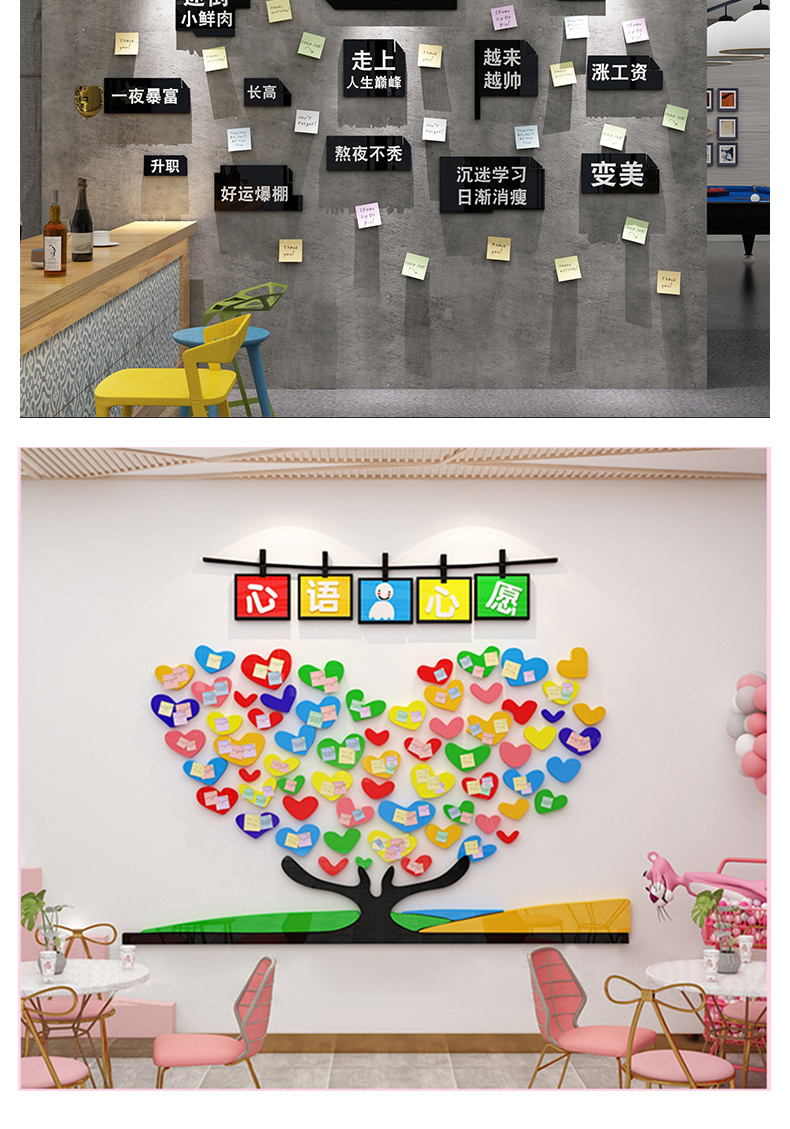 心愿墙许愿墙留言板贴纸奶茶店墙壁装饰留言贴墙网红墙面创意墙贴 dp