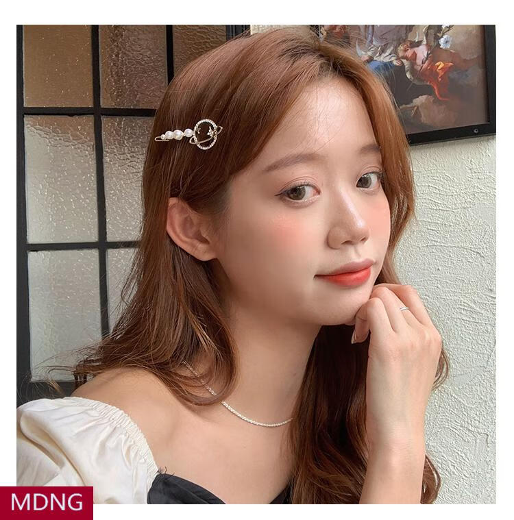 mdng浪漫星河小仙女水钻月亮星球发夹甜美百搭刘海夹一字夹网红发饰