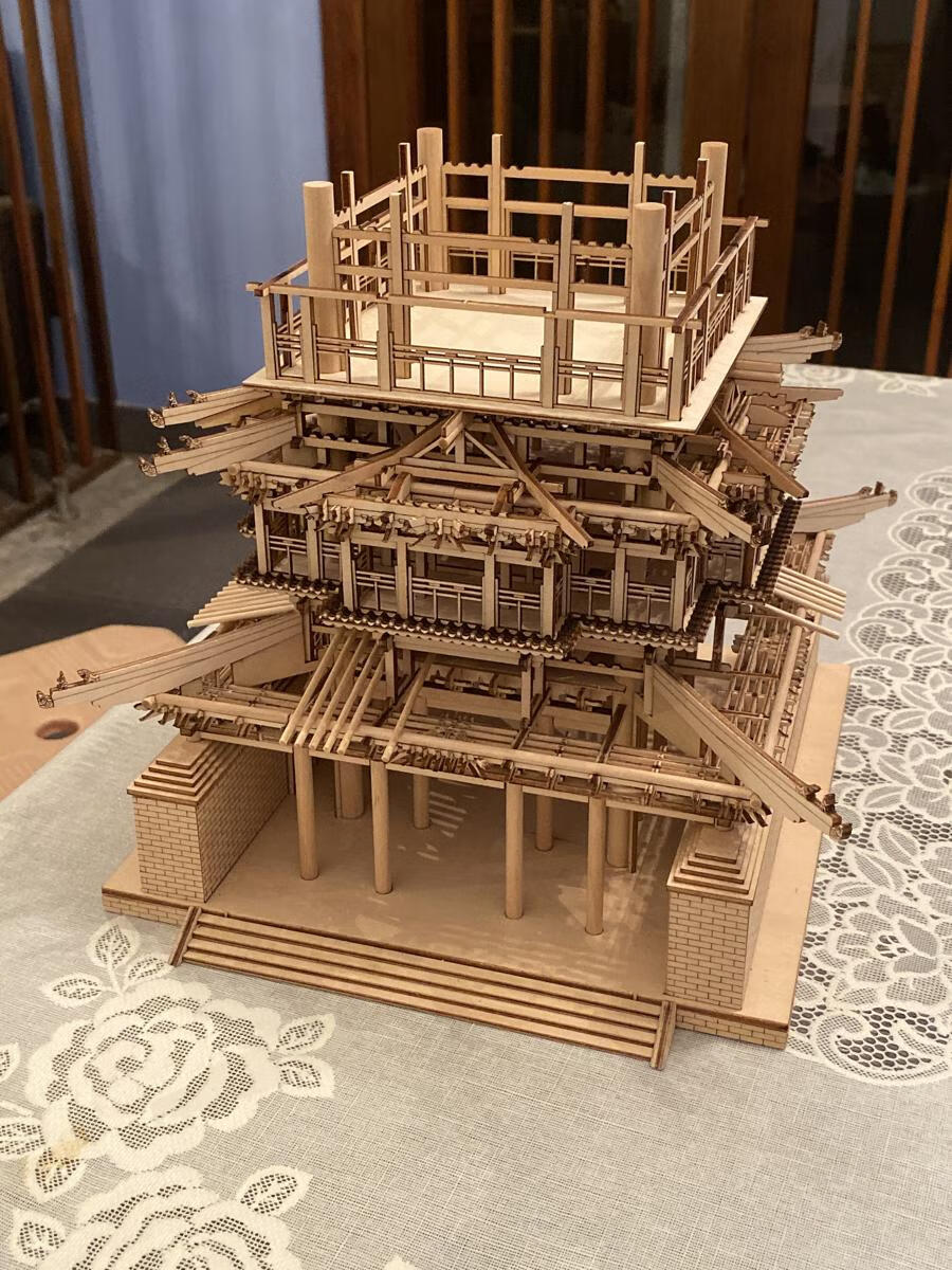 猫乐鱼明代东岳庙飞云楼中国古建筑模型屋diy自助拼装木制质175定制