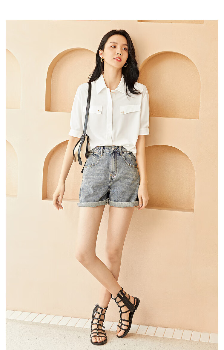 对白衬衫女 新款白色雪纺衫轻薄女气质上衣设计感洋气衬衫 奶油杏 160