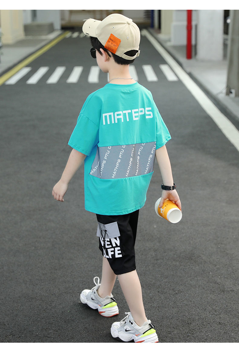 男童夏季套装儿童2022新款网红短袖炸街两件套314岁中大童休闲帅气两