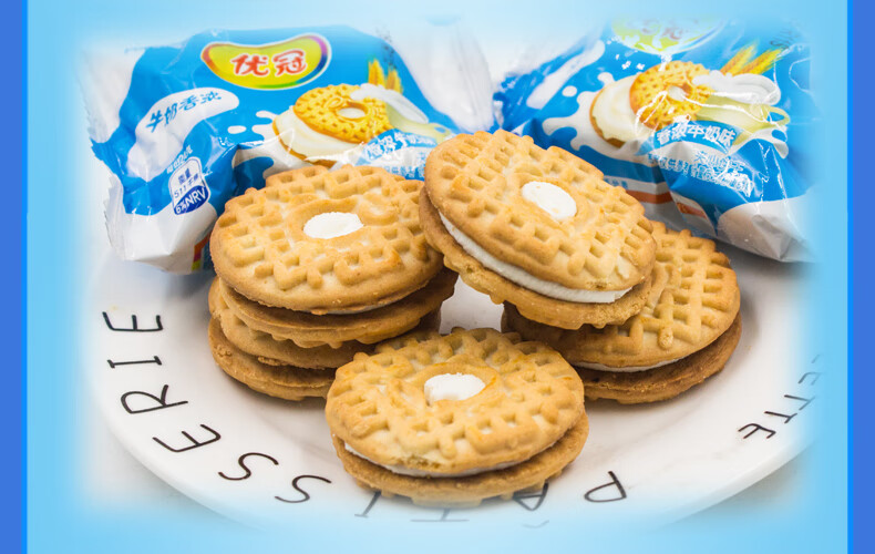 达能优冠牛奶饼干1000g礼盒整箱香脆特浓牛奶味夹心散装零食早餐 牛奶