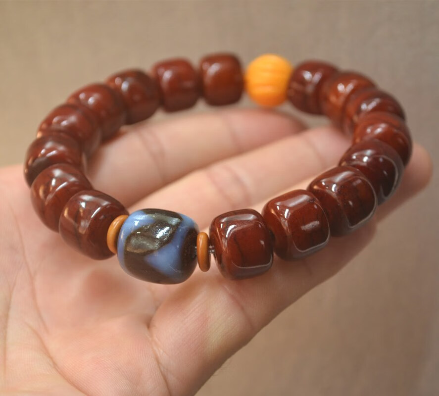 牛骨手串文玩桶珠手链念珠佛珠饰品单圈手饰送礼生日礼物怪兽款1314mm