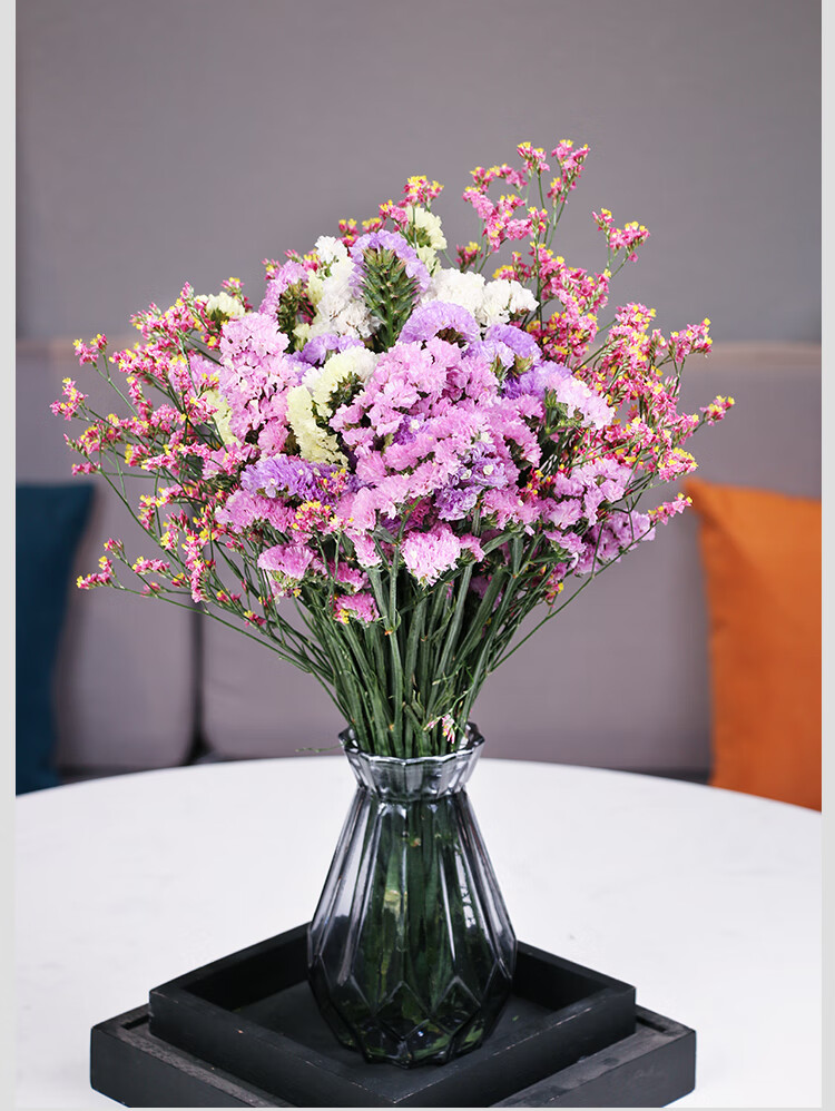 勿忘我干花花束带花瓶插花家居摆设满天星干花真花装饰摆件小清新玫红