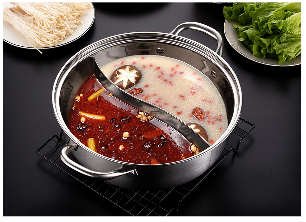 6015特百惠(tupper)商场同款家用304不锈钢鸳鸯锅火锅盆电磁炉