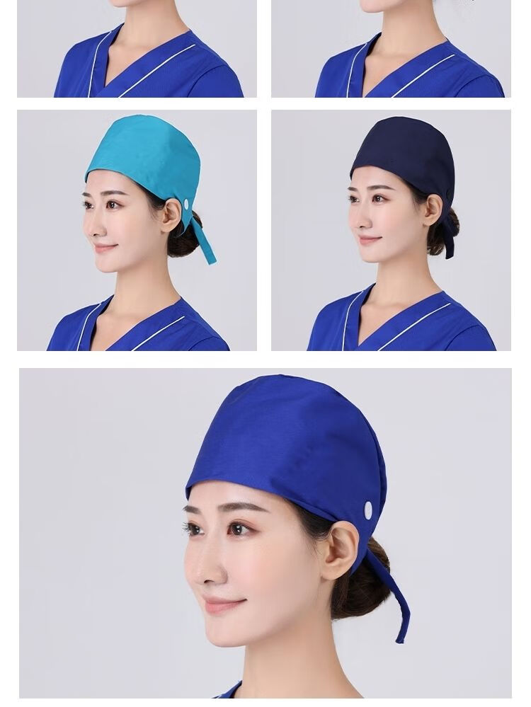 印花纯棉手术帽女医生护士口腔室外科全棉薄款透气厨师手术室帽子深