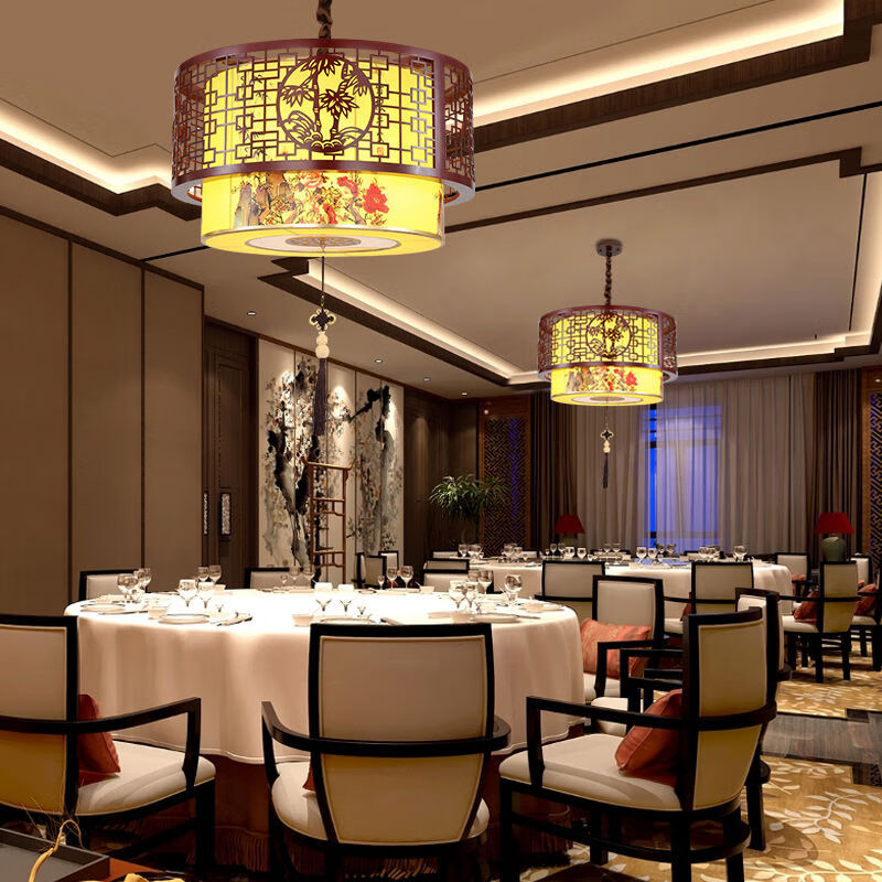 新中式吊灯轻奢吊灯 中式吊灯实木古典茶楼餐厅包厢饭店大厅灯走廊