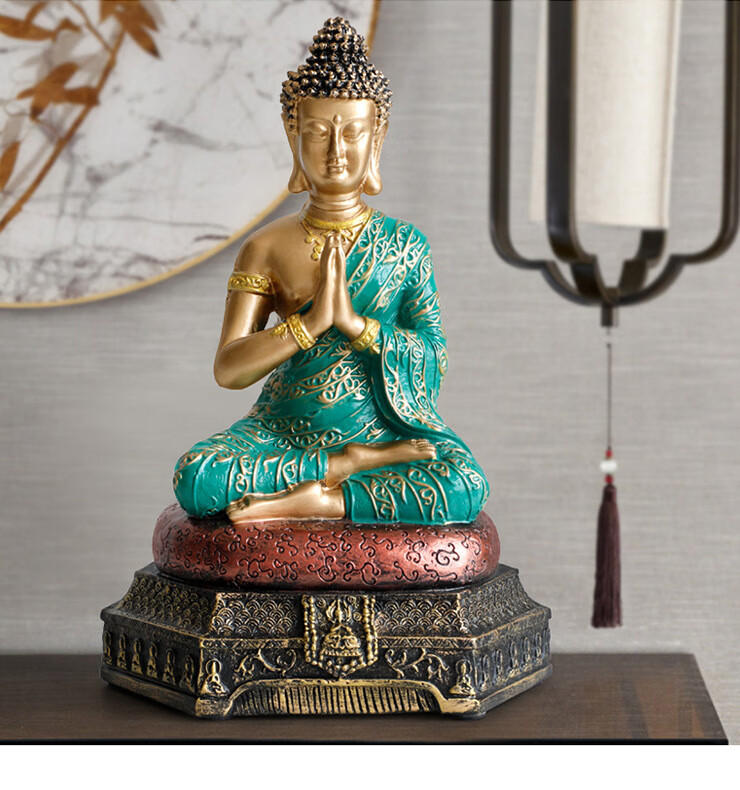 迈德喜中式平安佛像摆件家用佛堂供奉佛像摆设玄关禅意家居装饰品 金