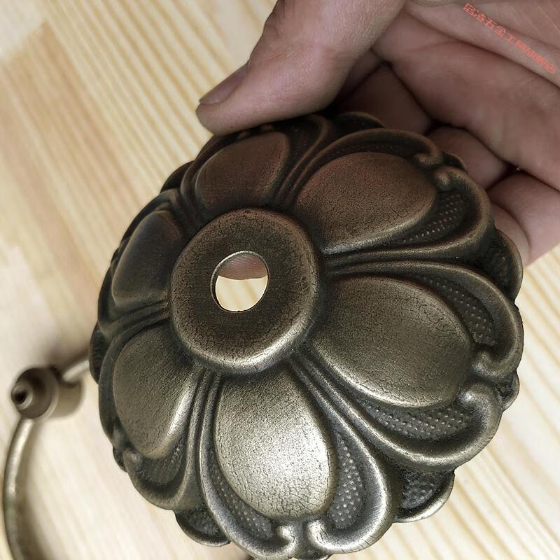 大门铜件把手纯铜老式荷花门环中式门锁古铜黄铜仿古大