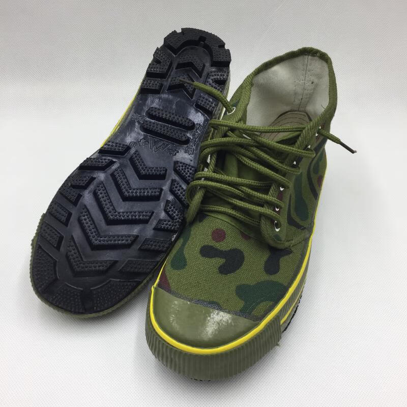 防滑底男女迷彩作训鞋工作鞋军训户外爬山胶鞋 征峰(6-8)迷彩防滑底